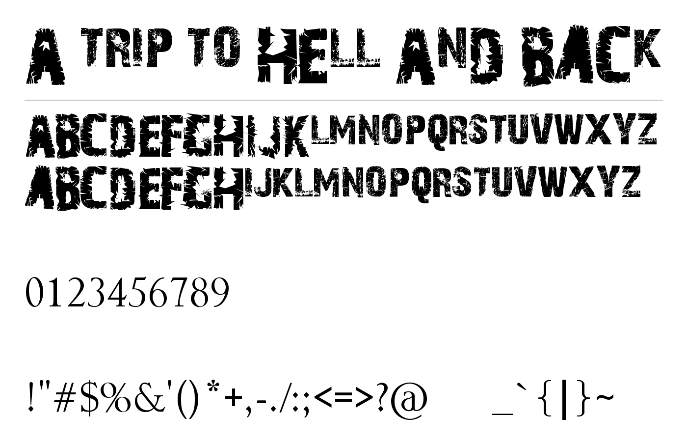 A Trip To Hell And Back Font preview