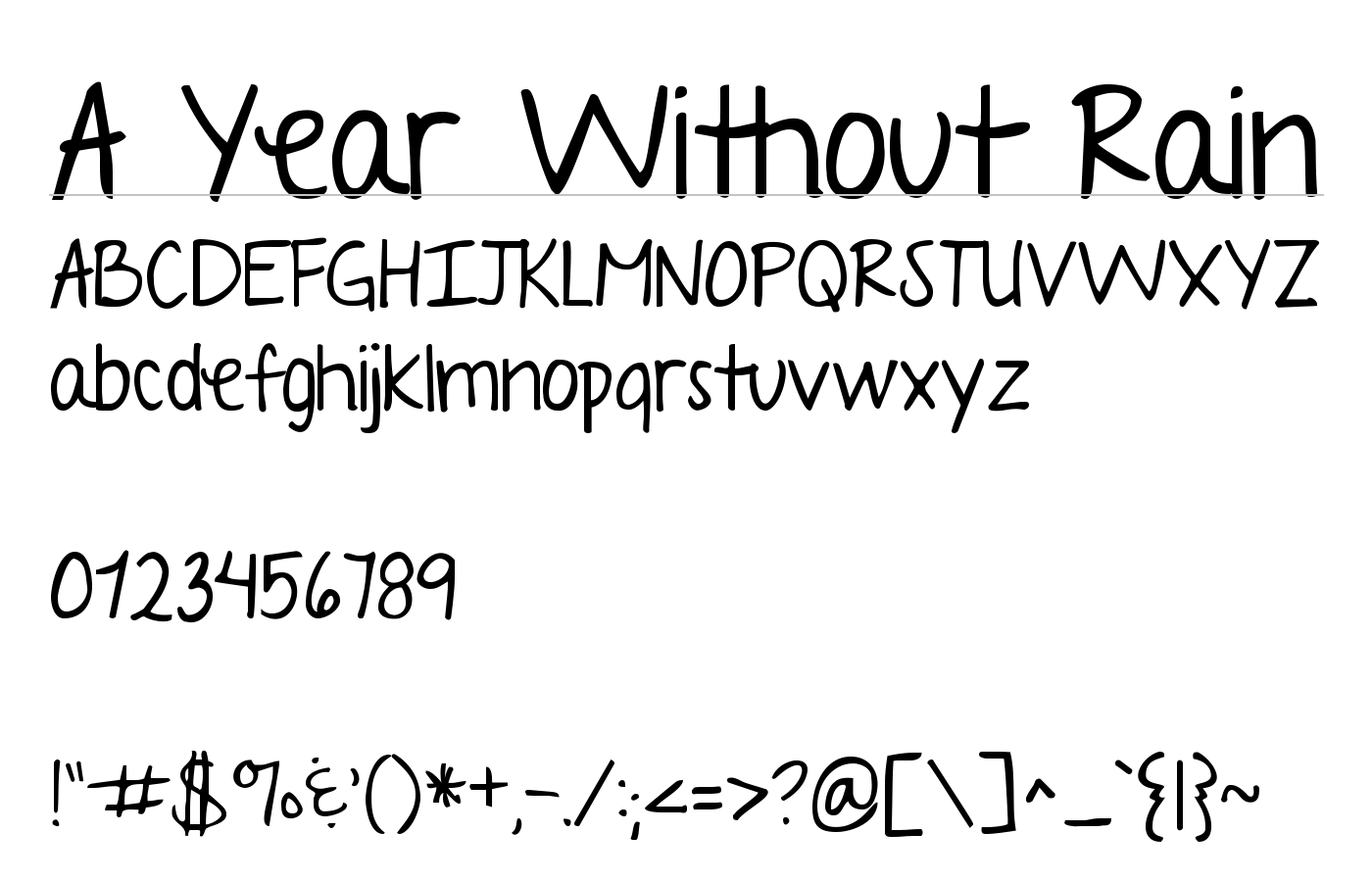 A Year Without Rain Font preview