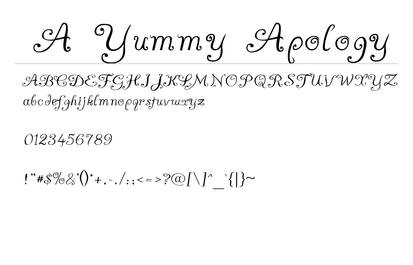 A Yummy Apology Font preview