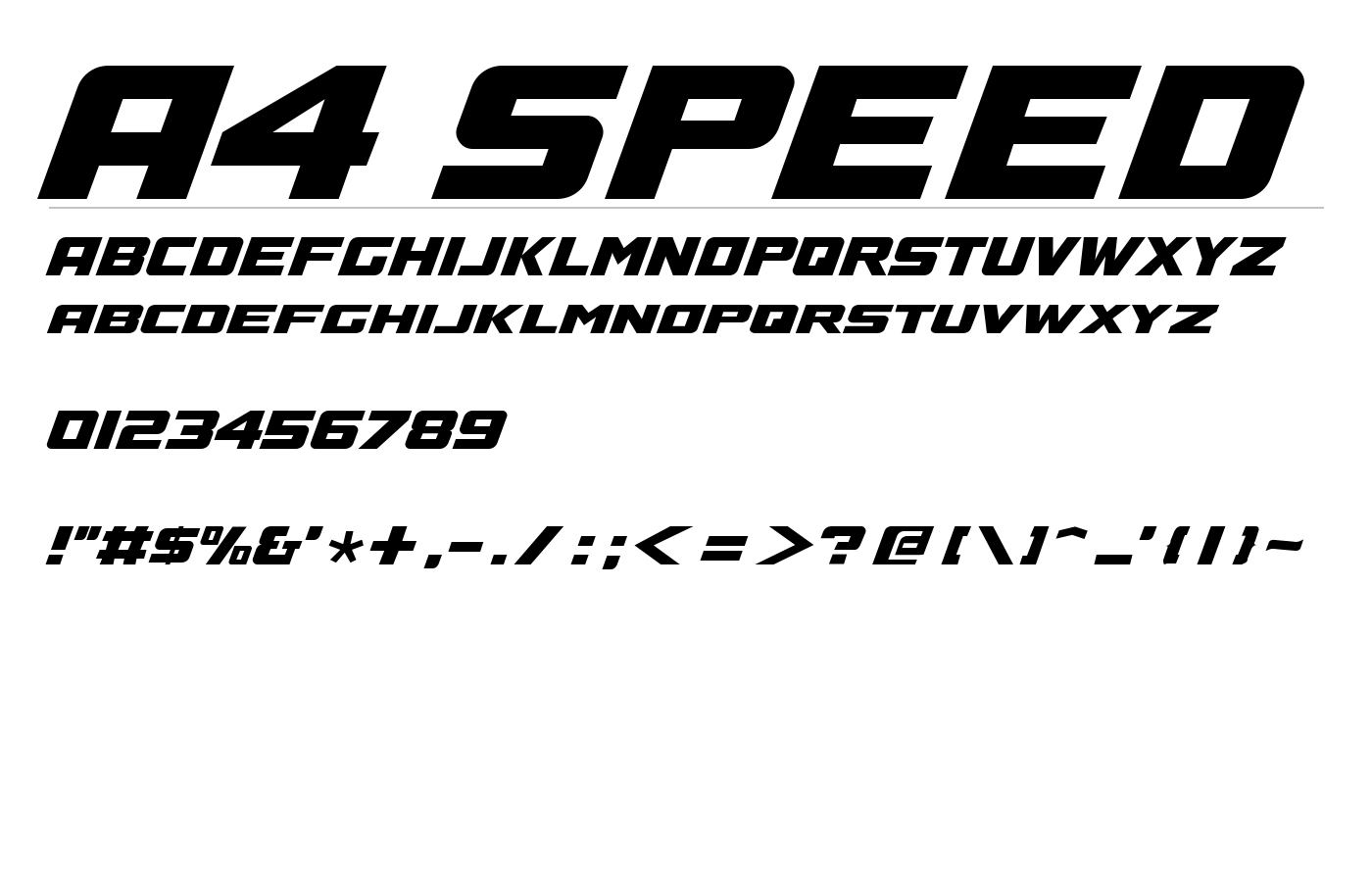 A4 SPEED Font preview