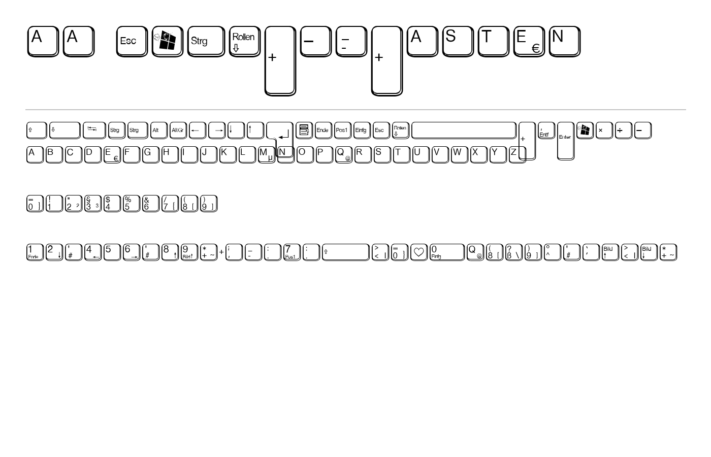 aa QWERTZ-Tasten Font preview