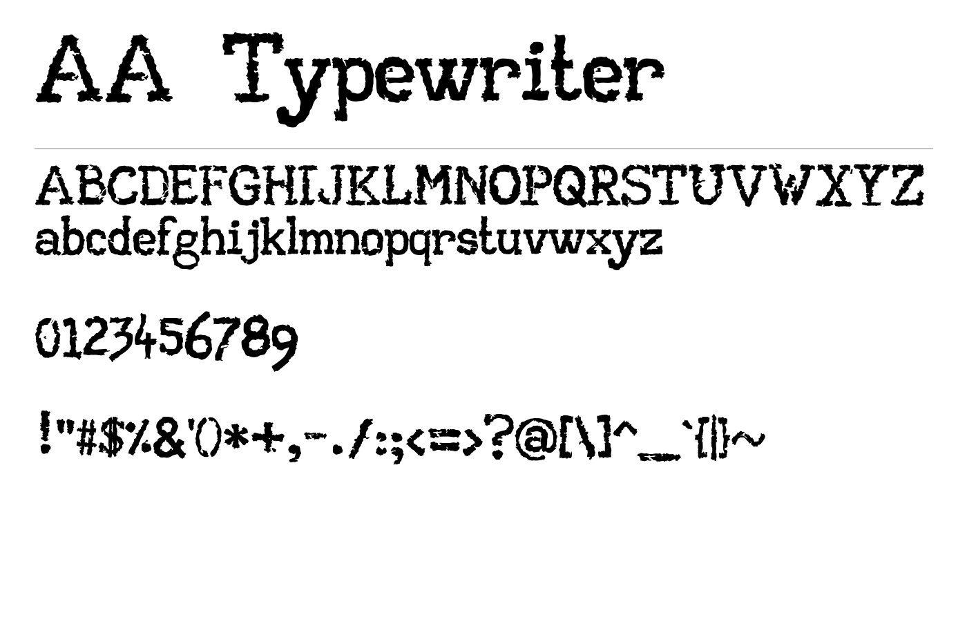 AA Typewriter Font preview