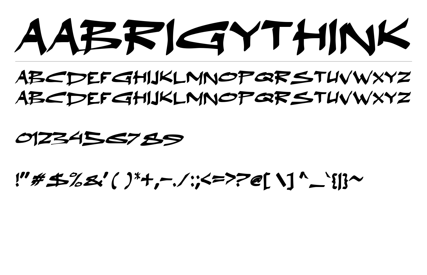 aAbrigyThink Font preview