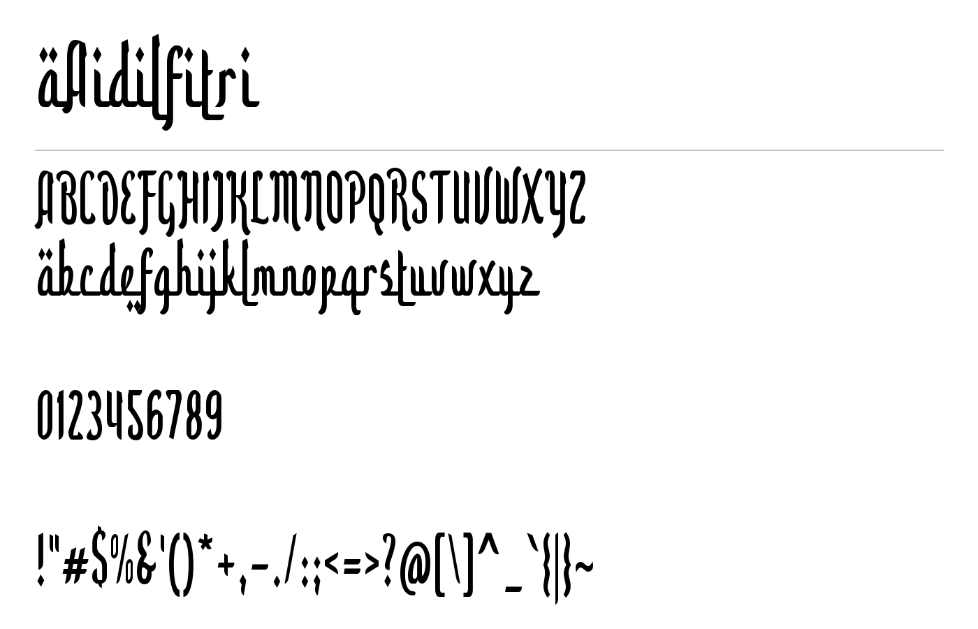 aAidilfitri Font preview