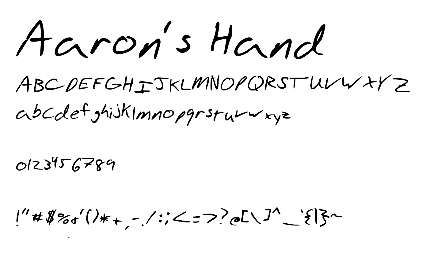 Aaron's Hand Font preview