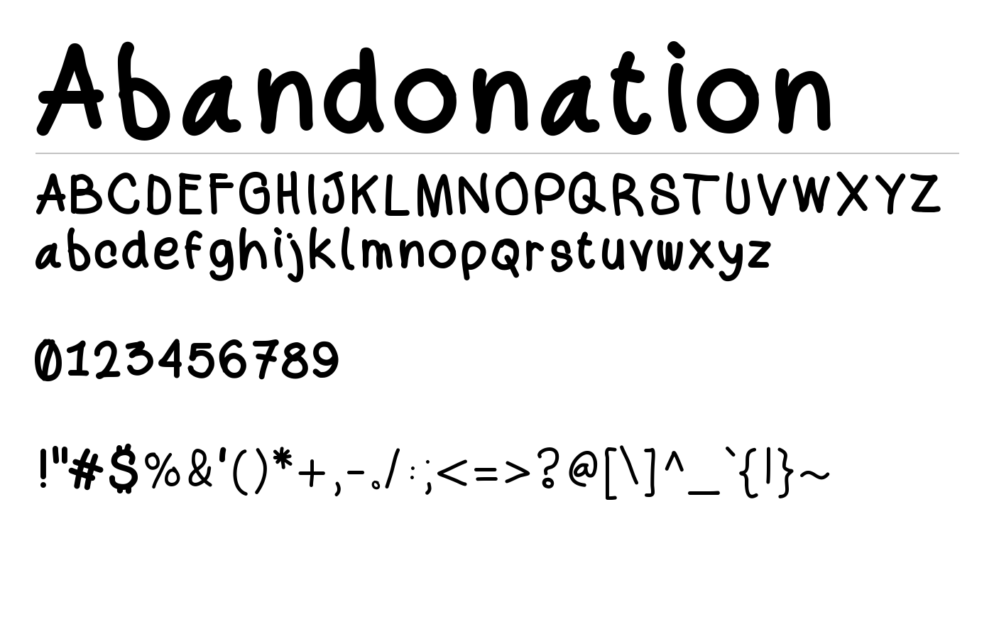 Abandonation Font preview