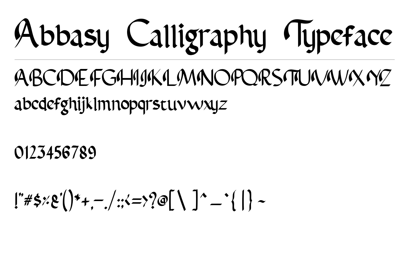 Abbasy Calligraphy Typeface Font preview