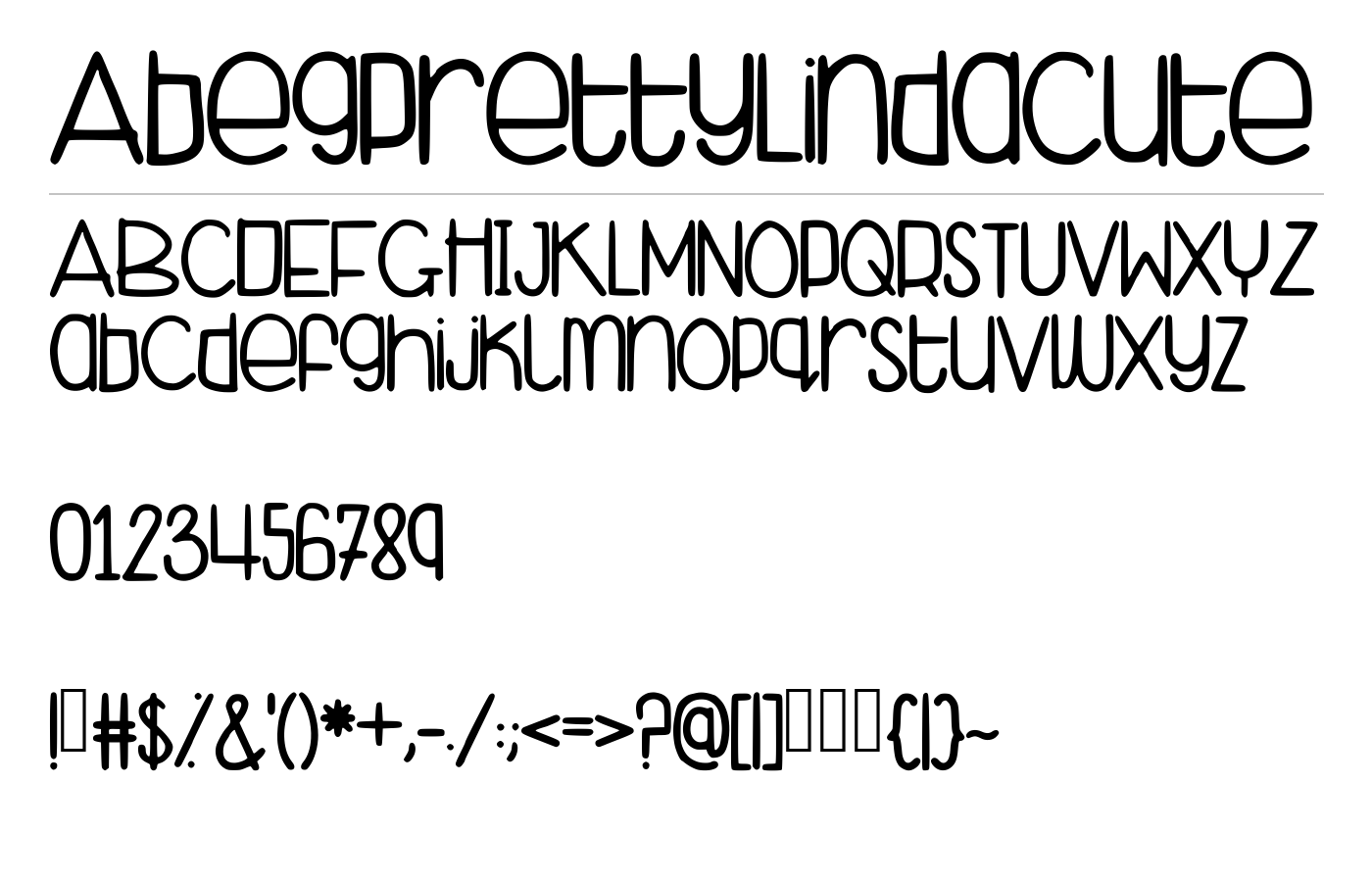 AbegPrettyLindaCute Font preview