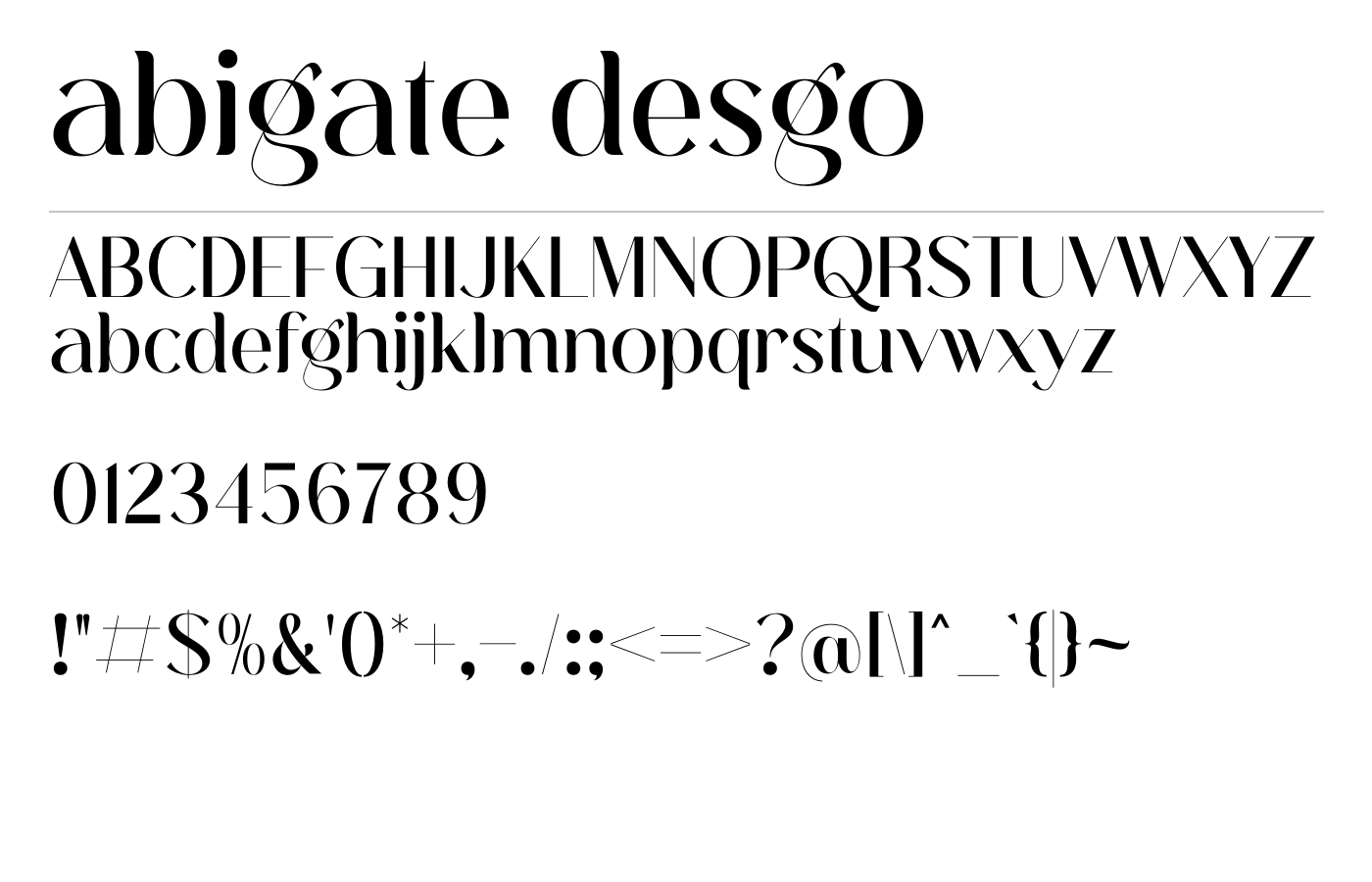 abigate desgo Font preview