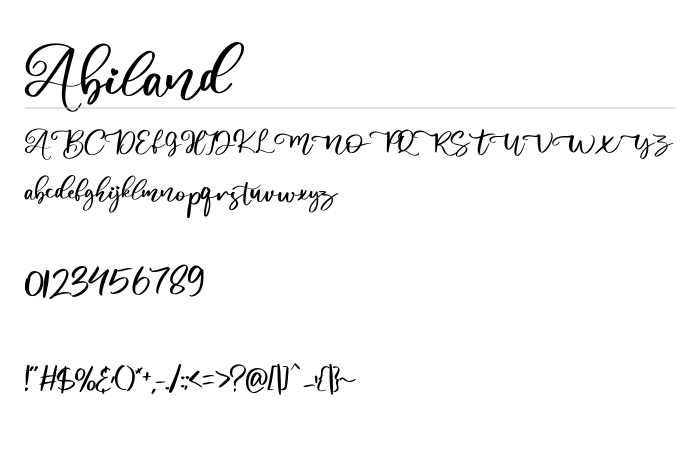 Abiland Modern Calligraphy Font preview