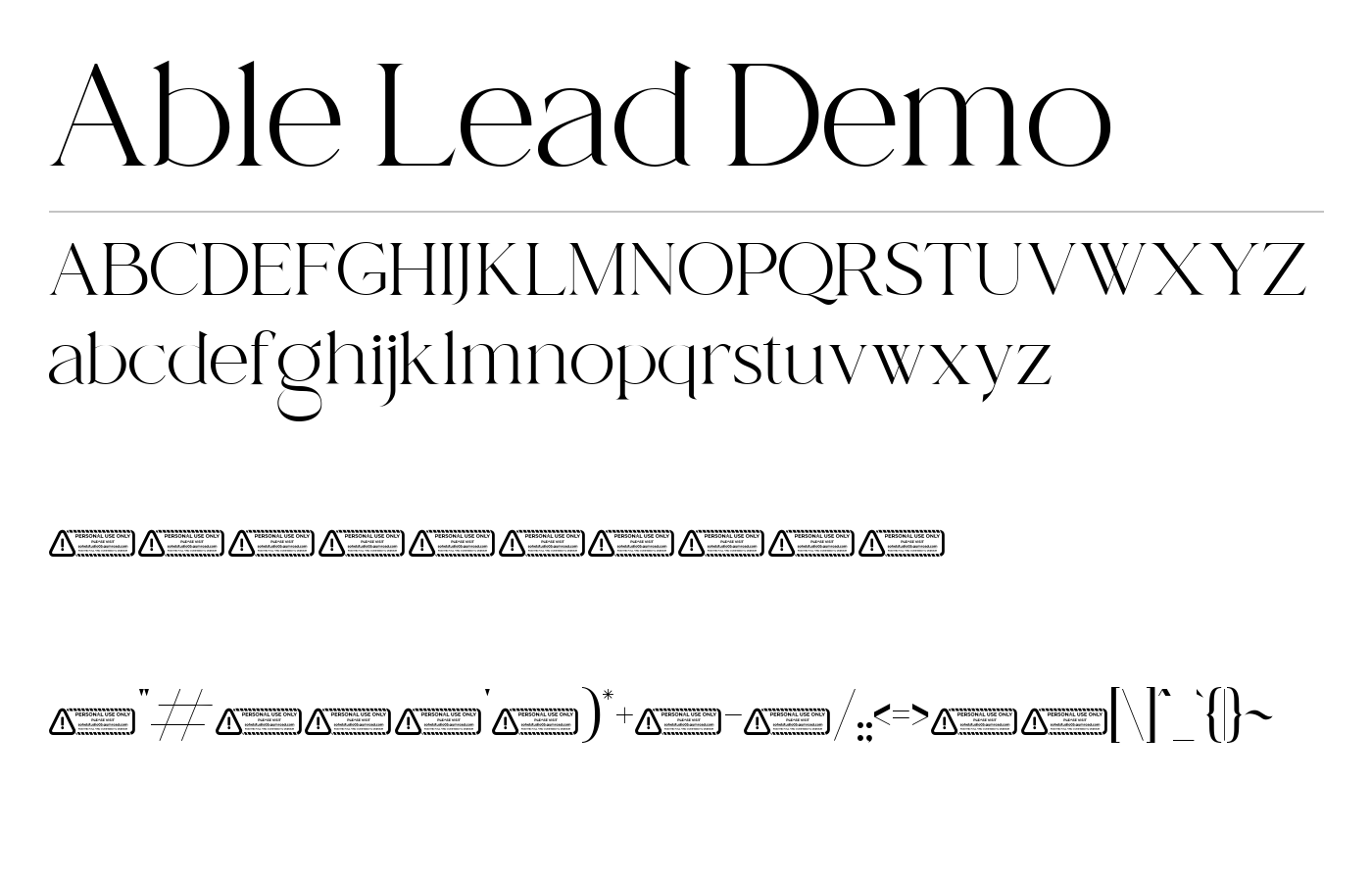Able Lead Demo Font preview