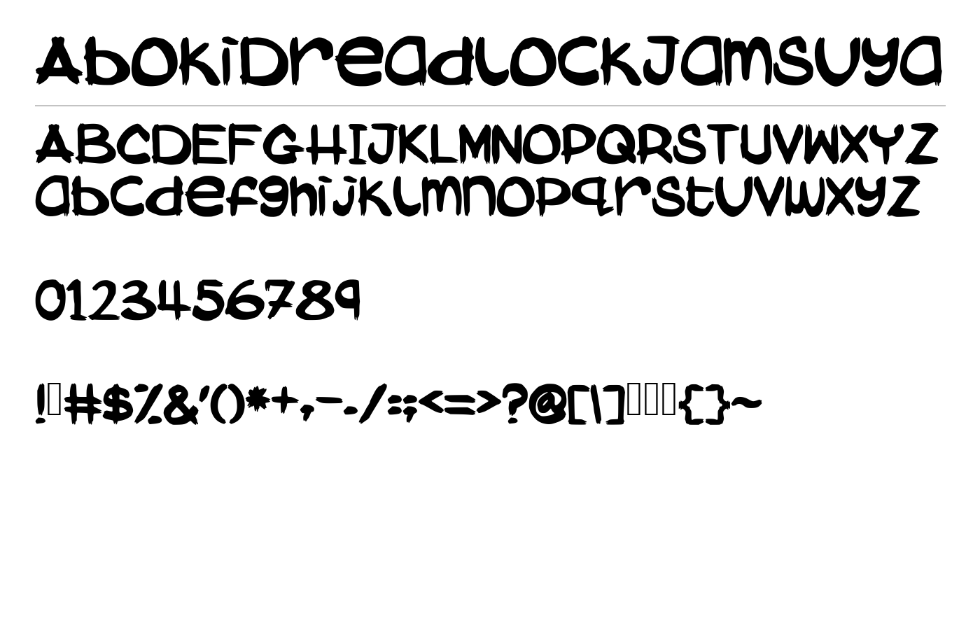 AbokiDreadlockJamSuya Font preview