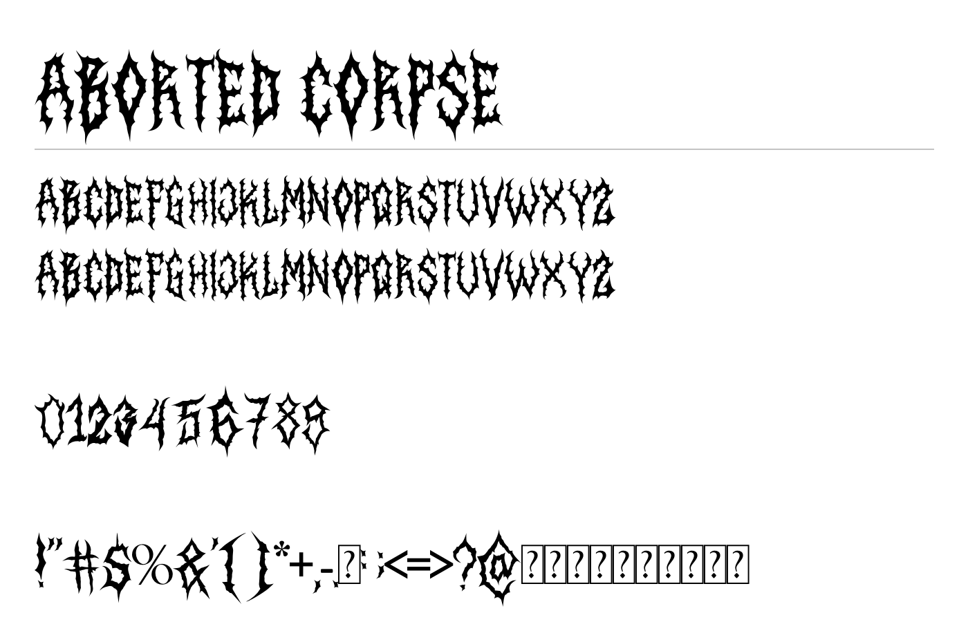 Aborted Corpse Font preview
