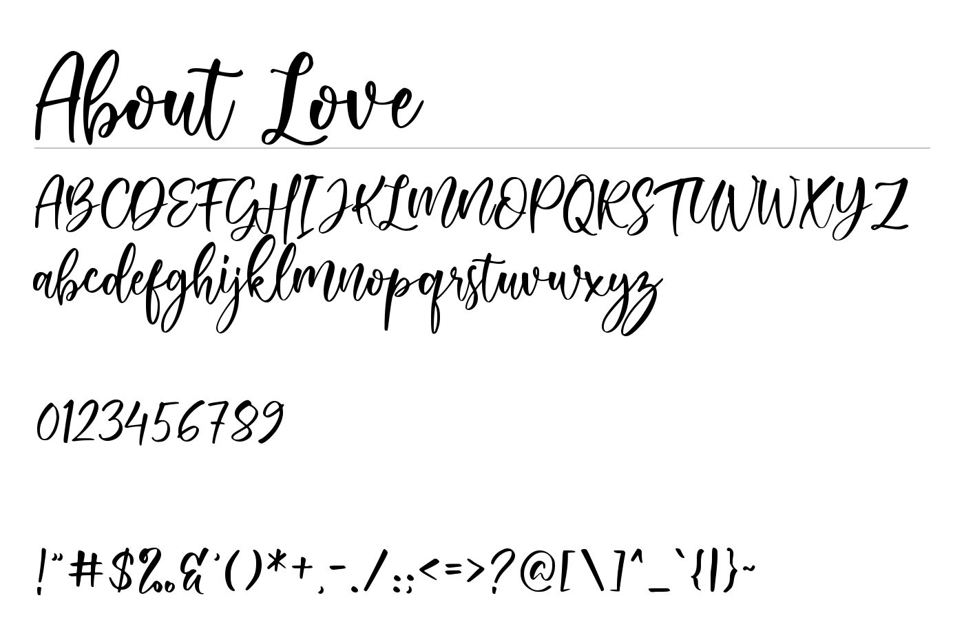 About Love Font preview