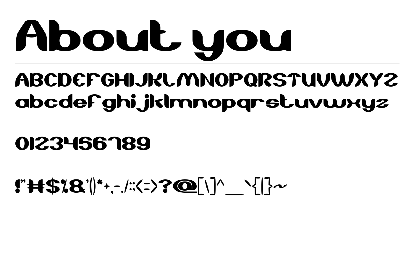 About you Font preview