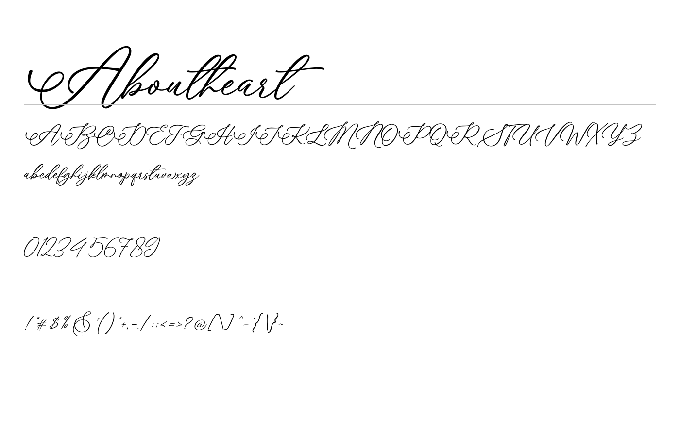 Aboutheart Font preview