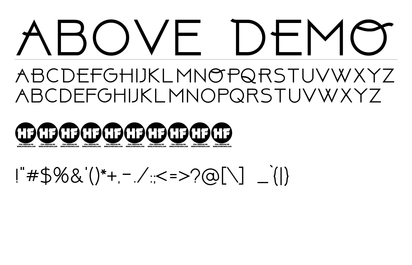 Above DEMO Font preview