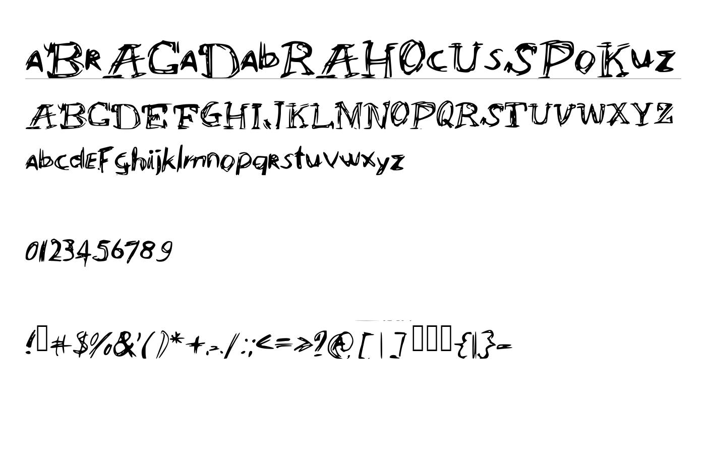 aBrACaDabRAHOcUsSPoKuz Font preview