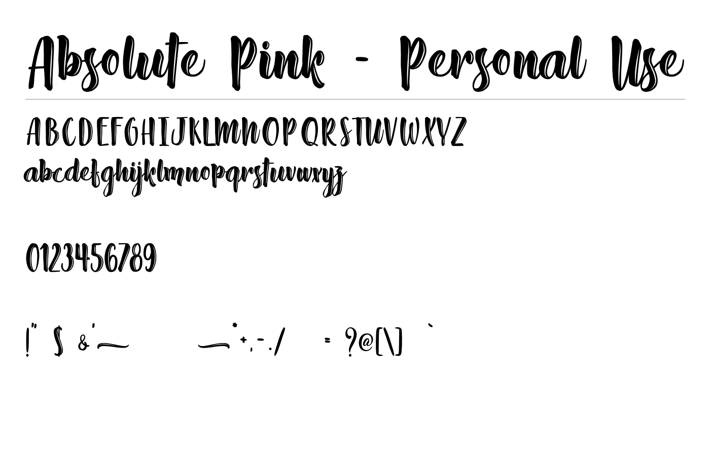 Absolute Pink - Personal Use Font preview