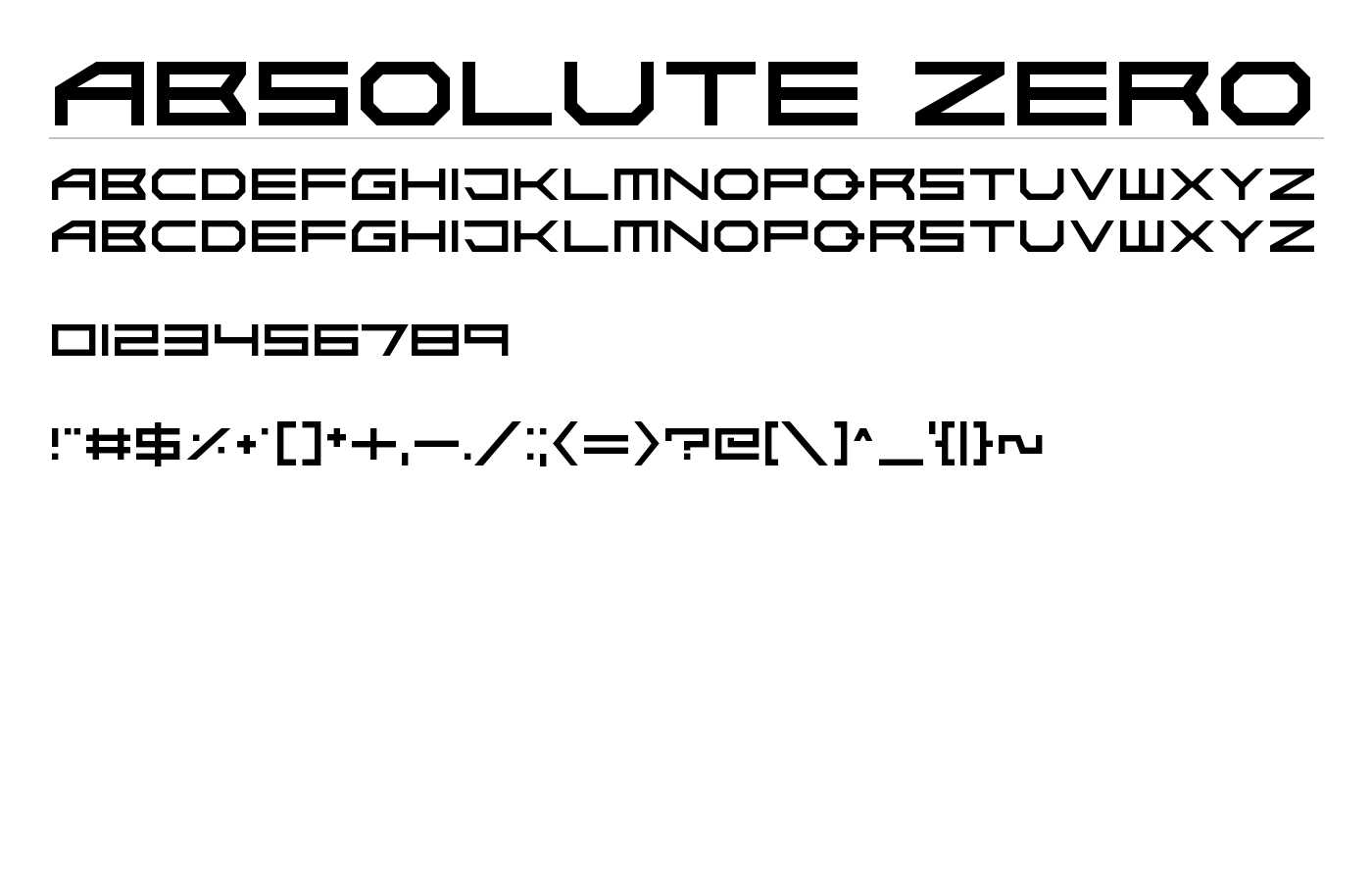 Absolute Zero Font preview