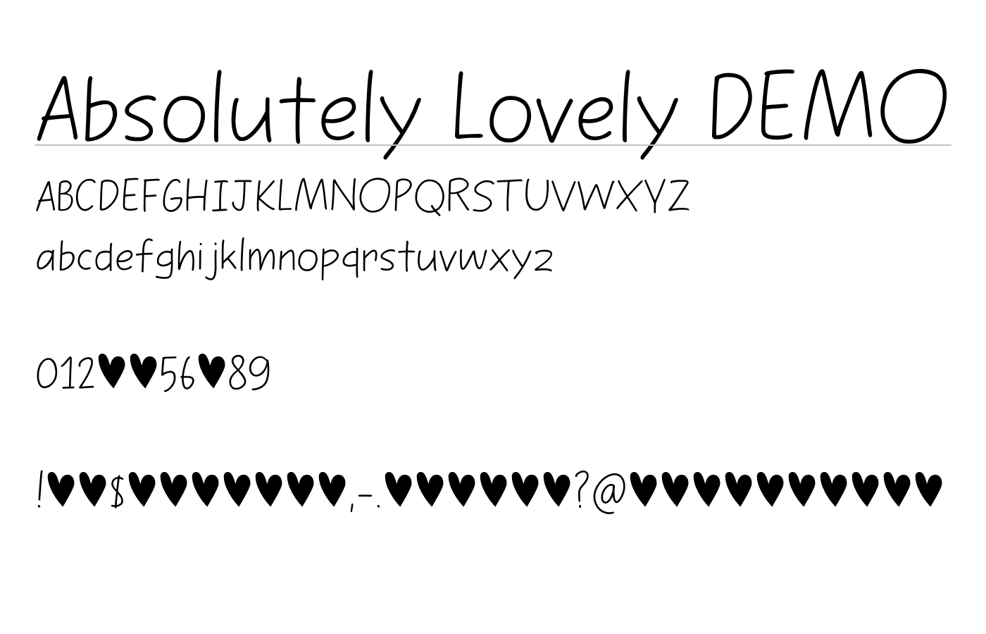 Absolutely Lovely DEMO Font preview