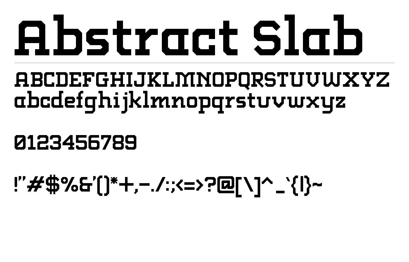 Abstract Slab Font preview