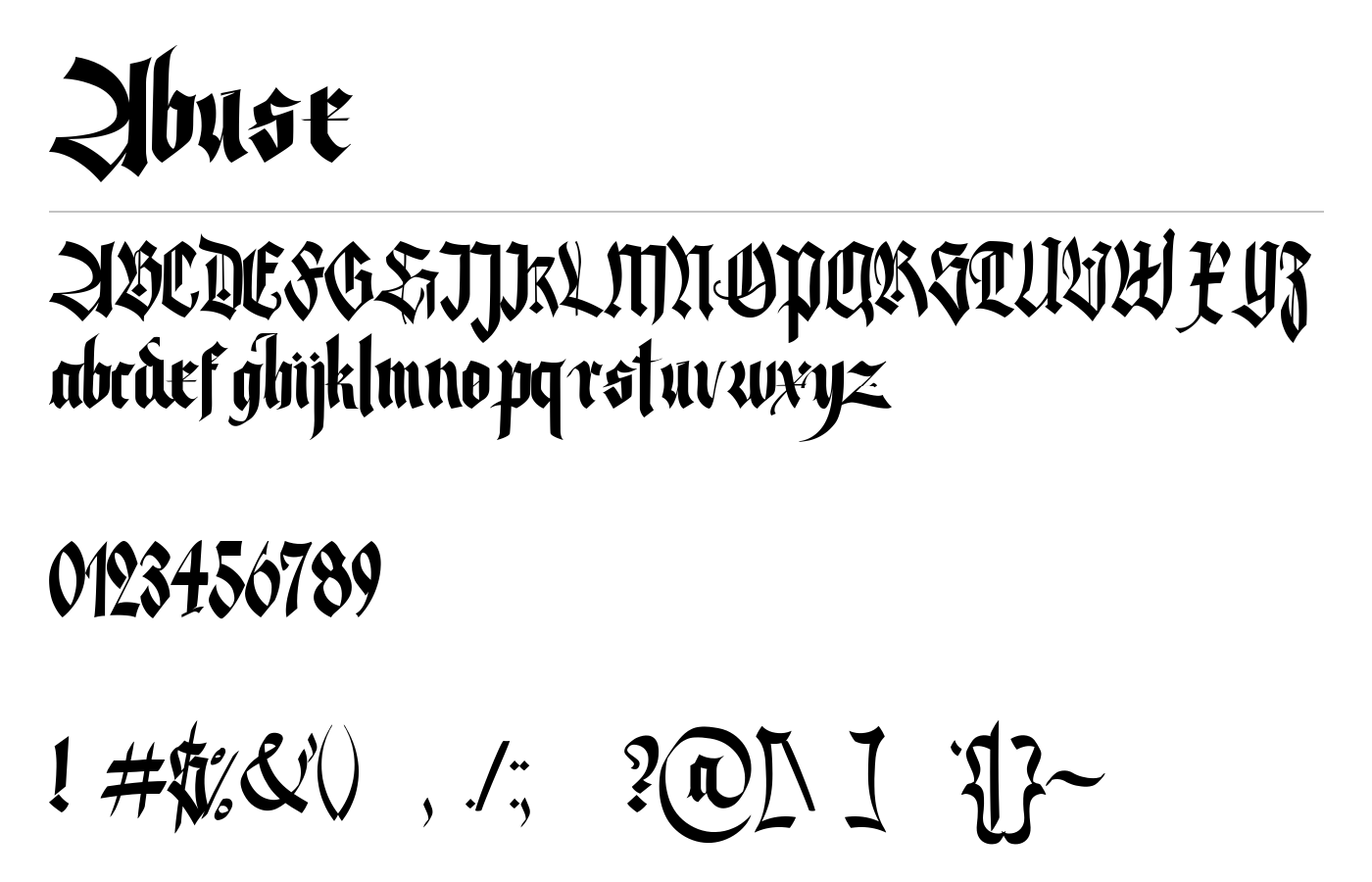 Abuse Font preview