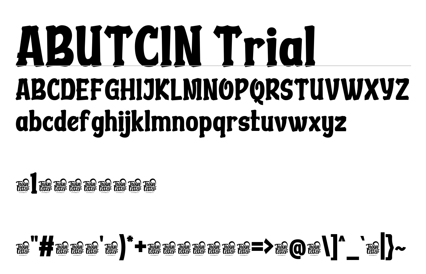 ABUTCIN Trial Font preview