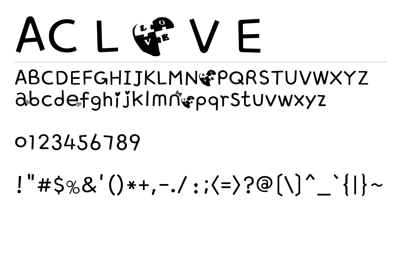 AC L O V E Font preview