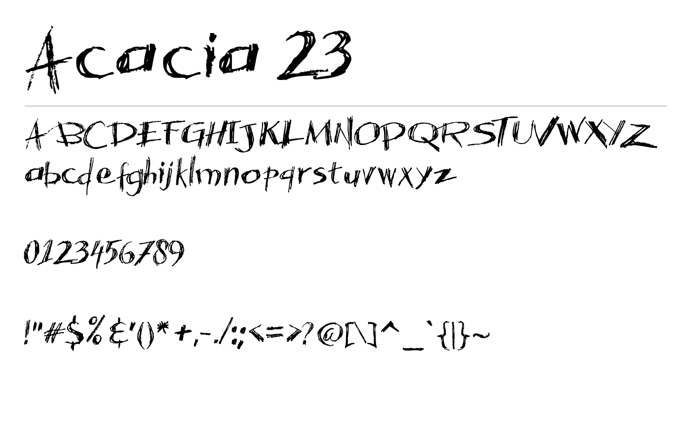 Acacia 23 Font preview