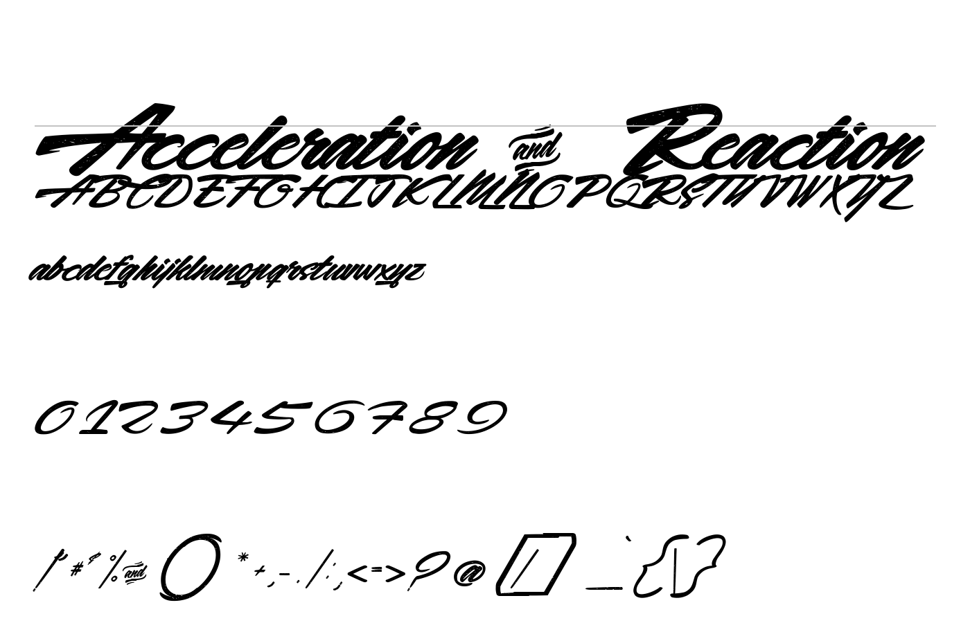 Acceleration & Reaction Font preview