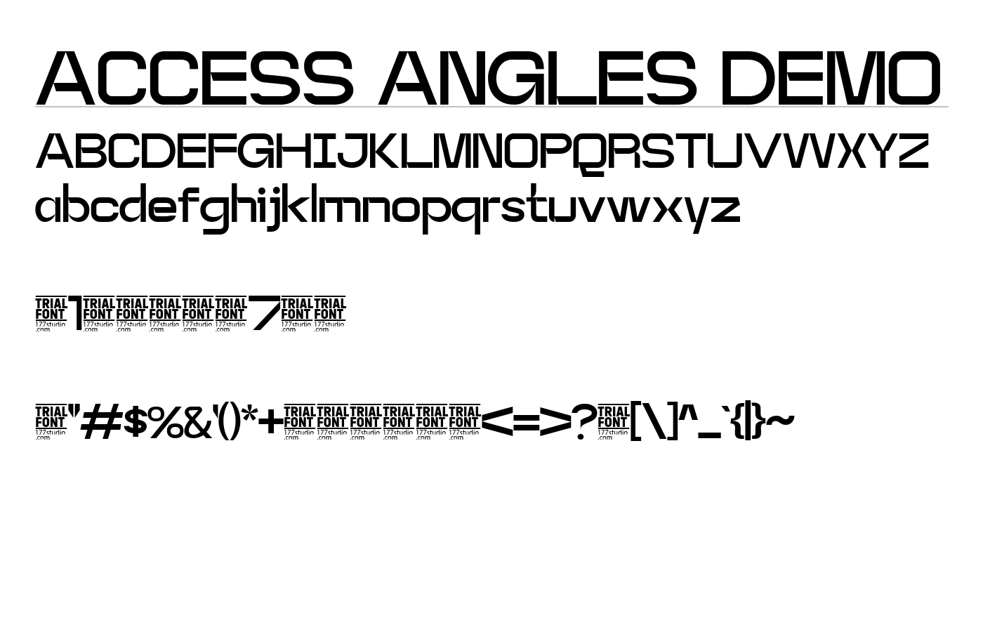 ACCESS ANGLES DEMO Font preview