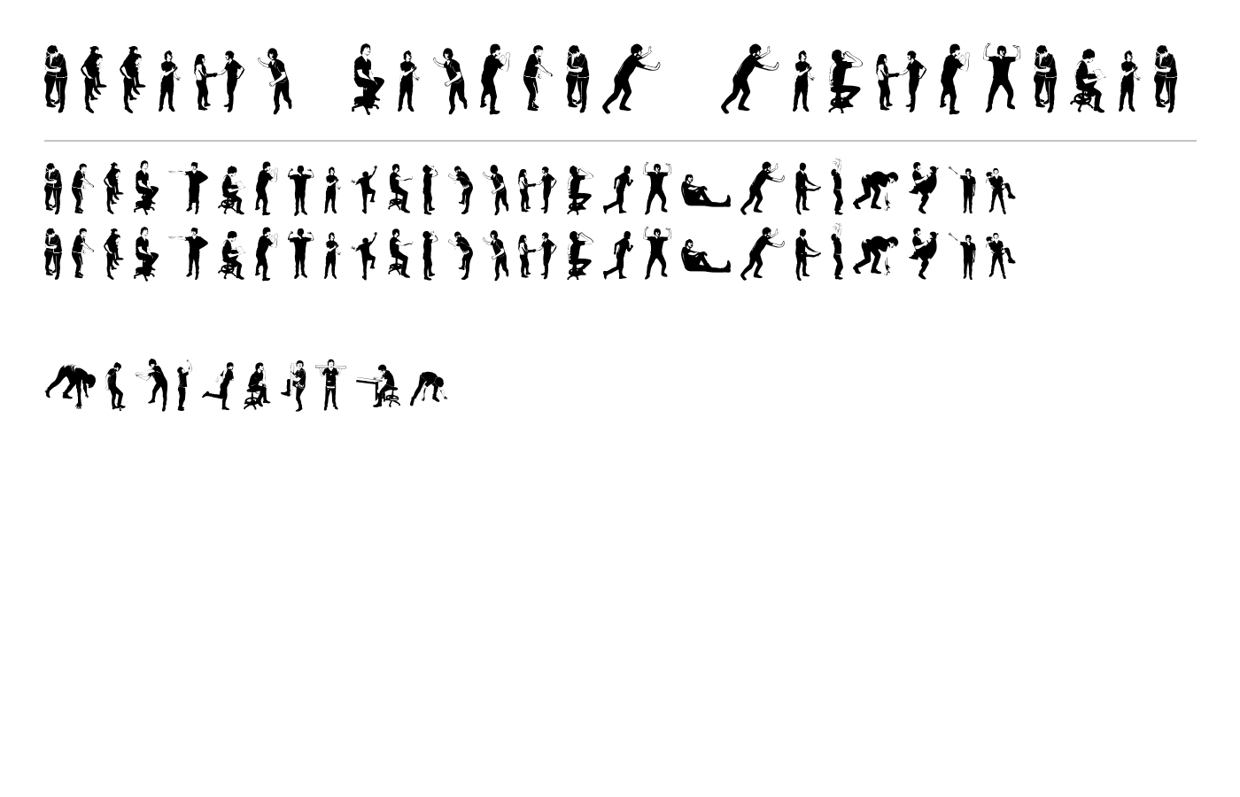 accion dingbat tipografia Font preview