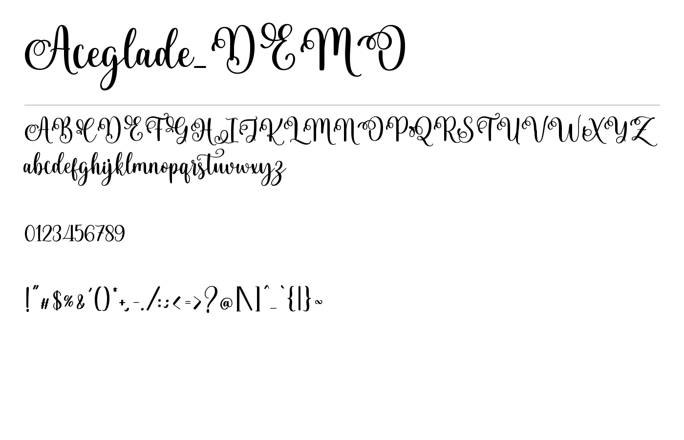 Aceglade_DEMO Font preview