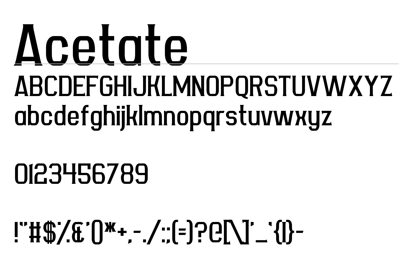 Acetate Font preview