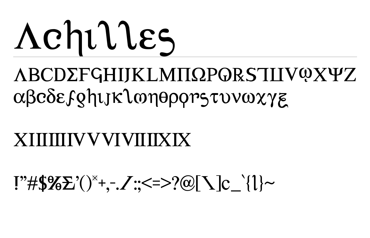 Achilles Font preview