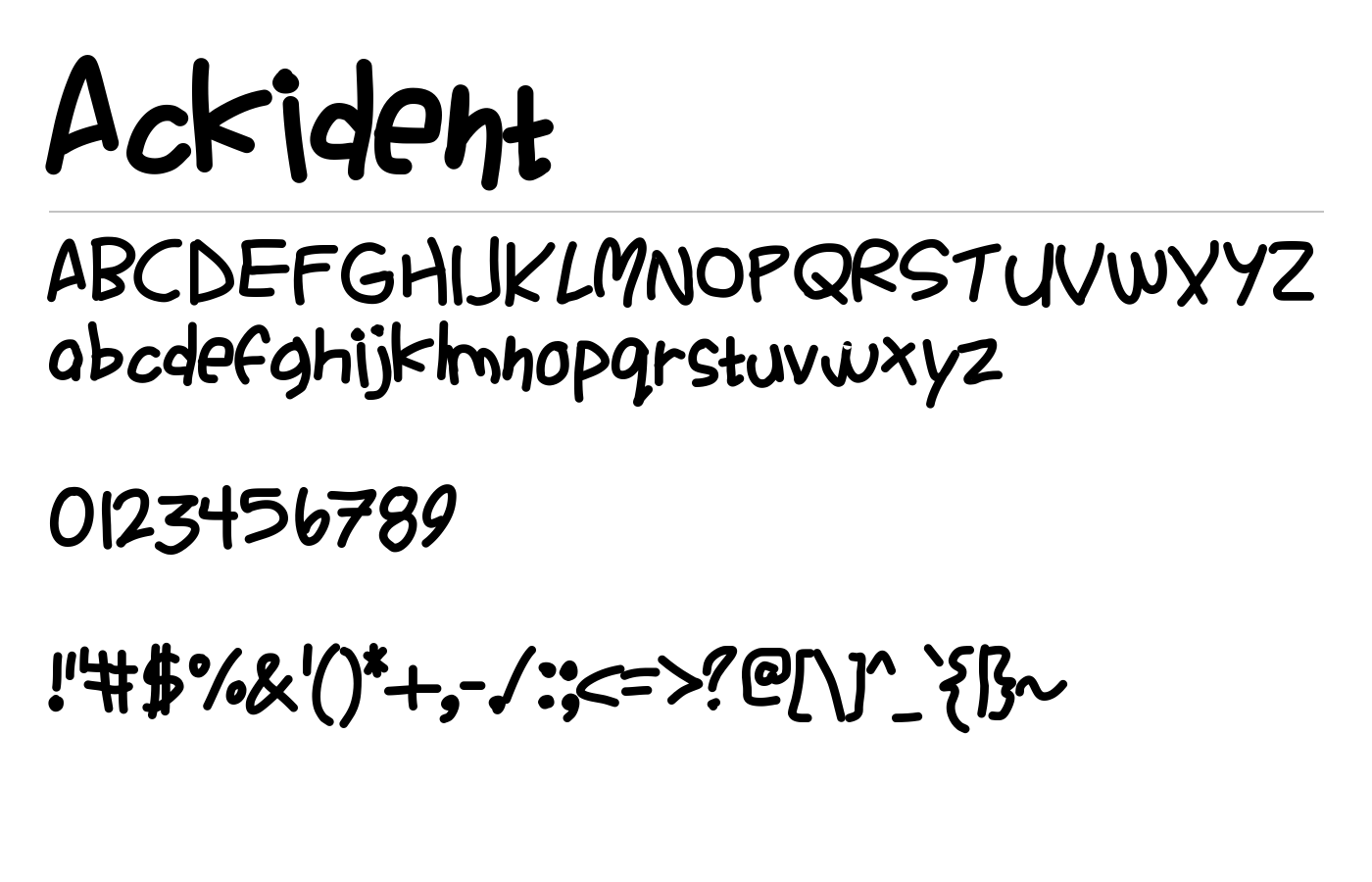 Ackident Font preview