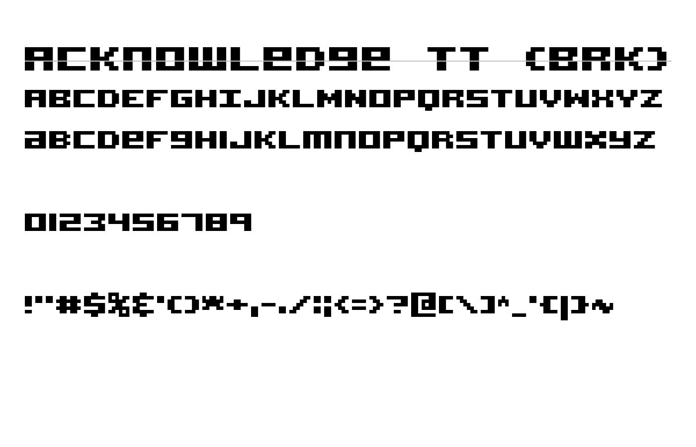 Acknowledge TT (BRK) Font preview