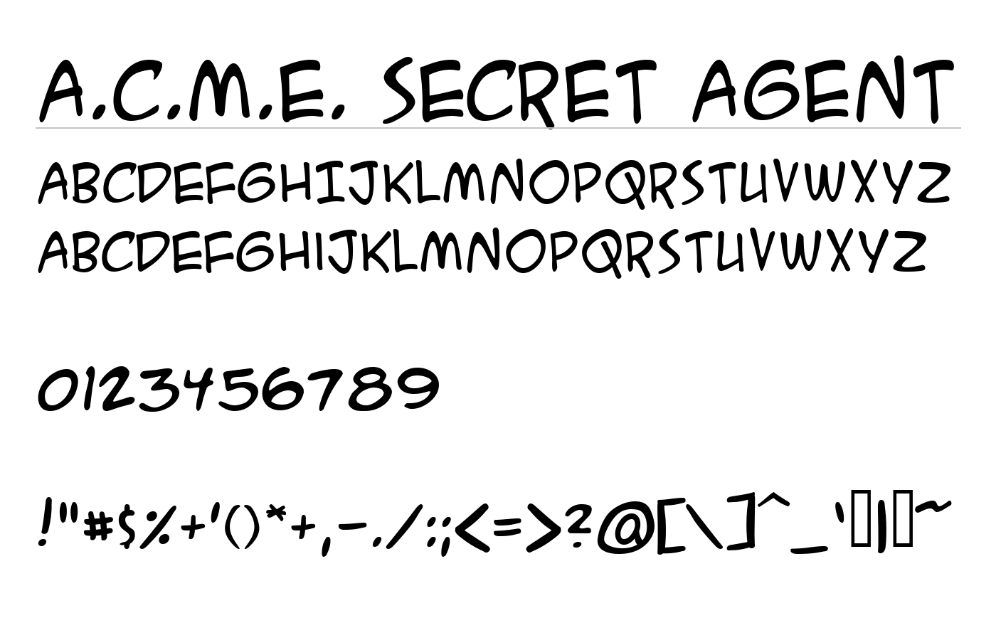 A.C.M.E. Secret Agent Font preview