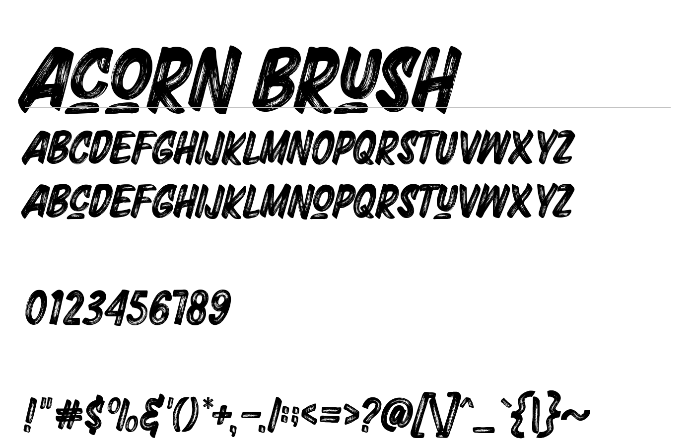 Acorn Brush Font preview