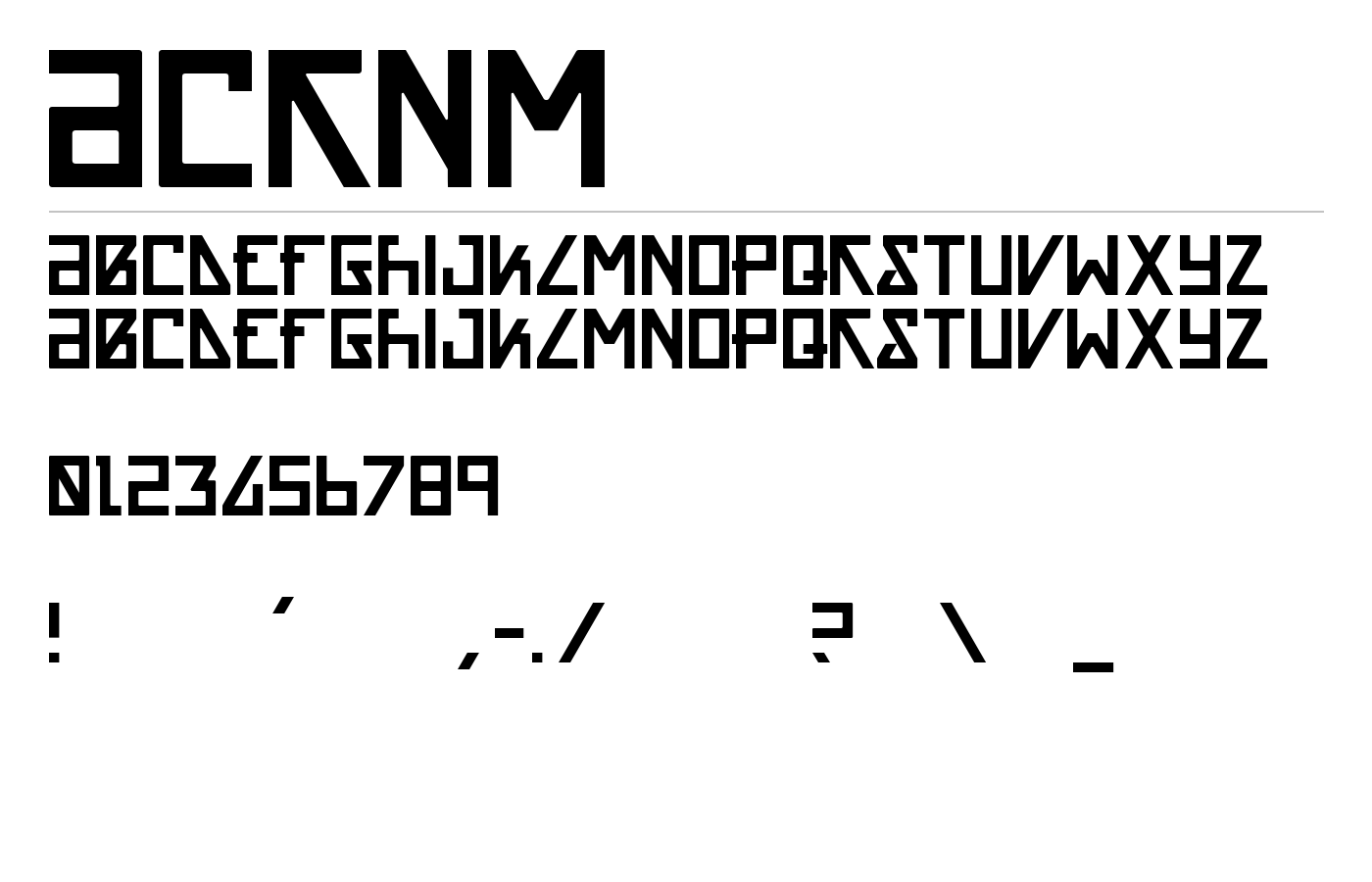 ACRNM Font preview