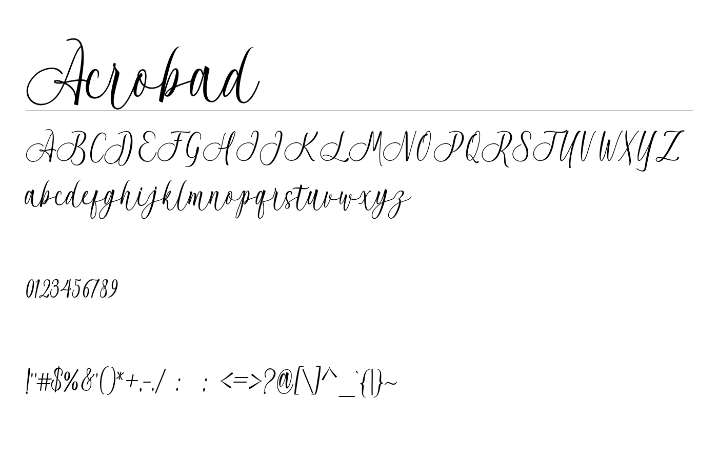 Acrobad Font preview