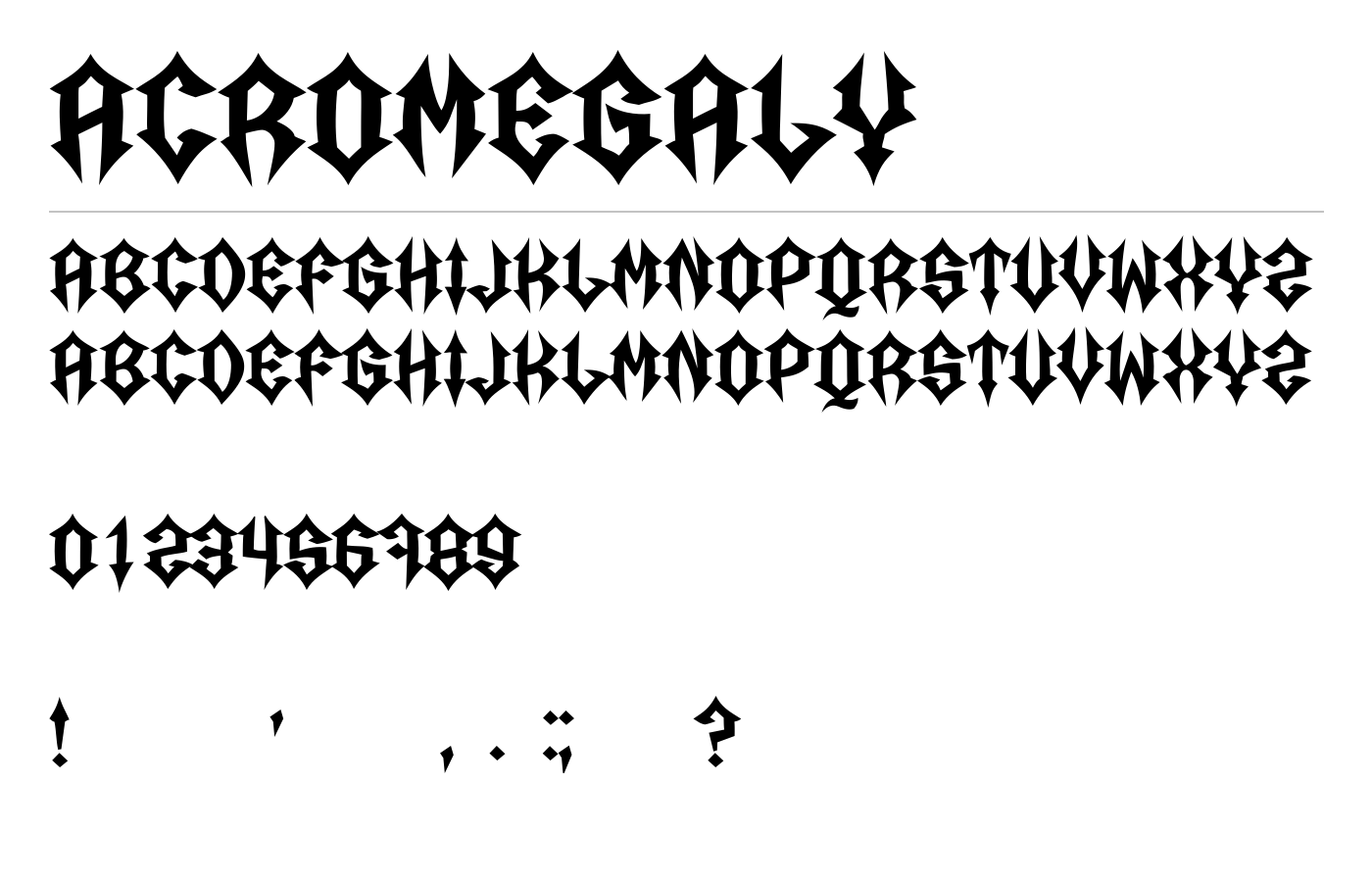 Acromegaly Font preview