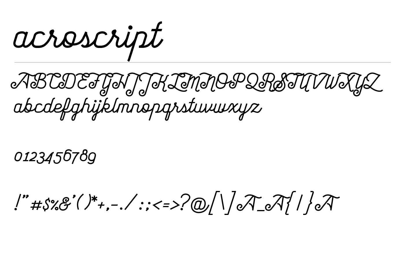 acroscript Font preview