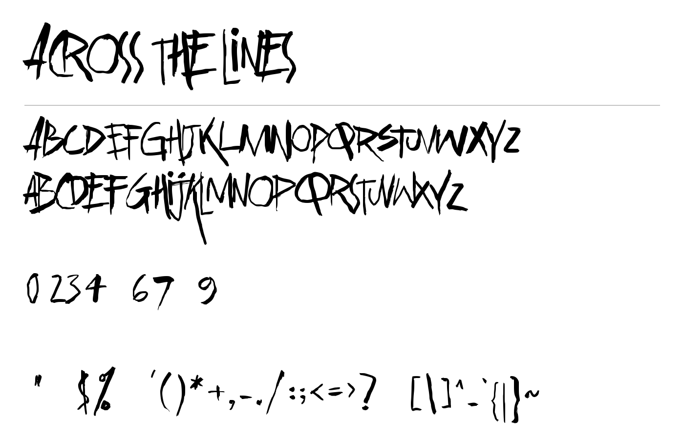 Across the lines Font preview