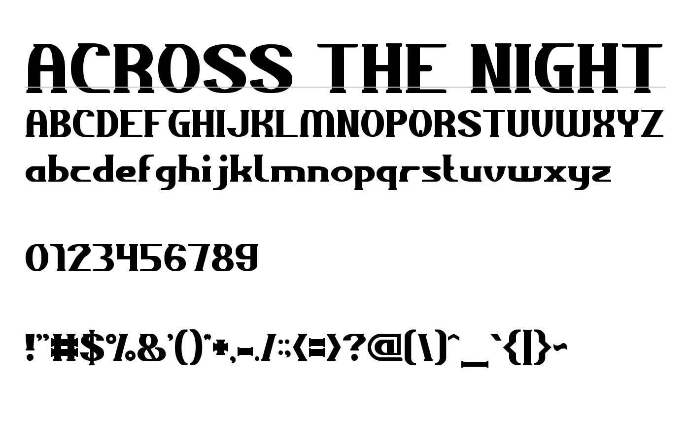 ACROSS THE NIGHT Font preview