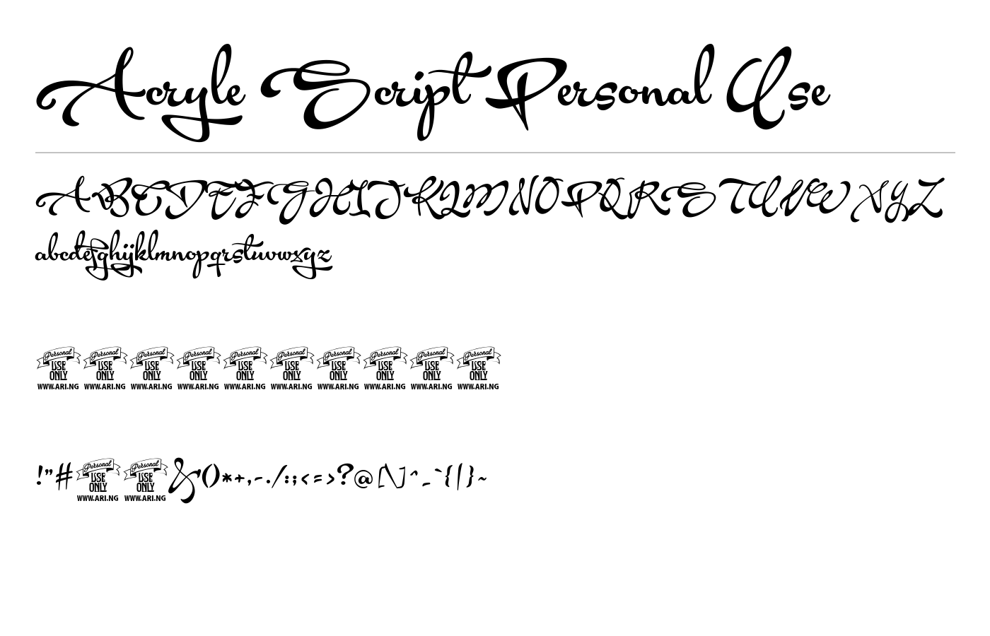 Acryle Script Personal Use Font preview
