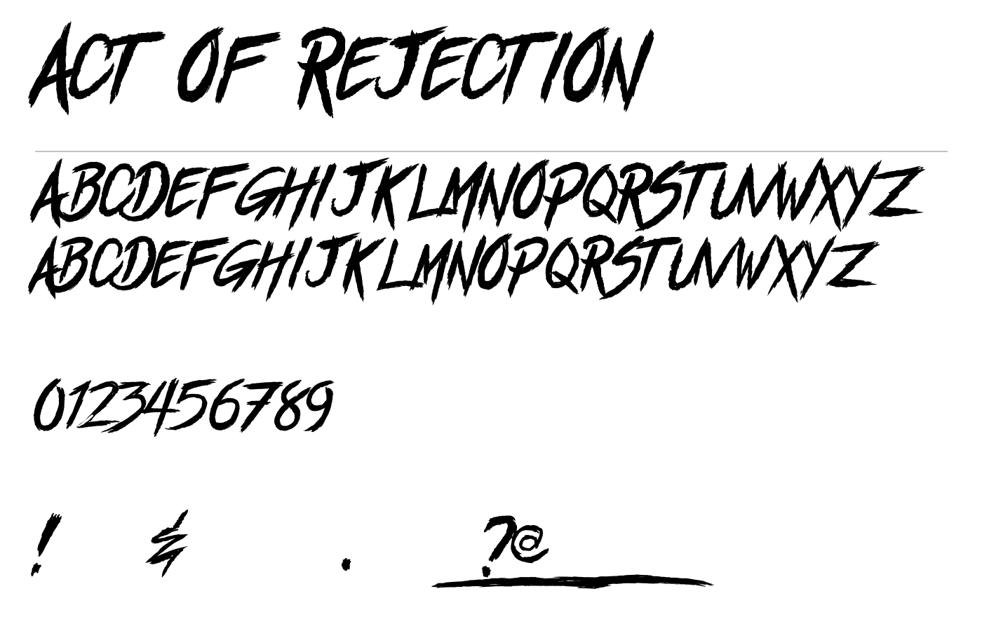 Act of Rejection Font preview