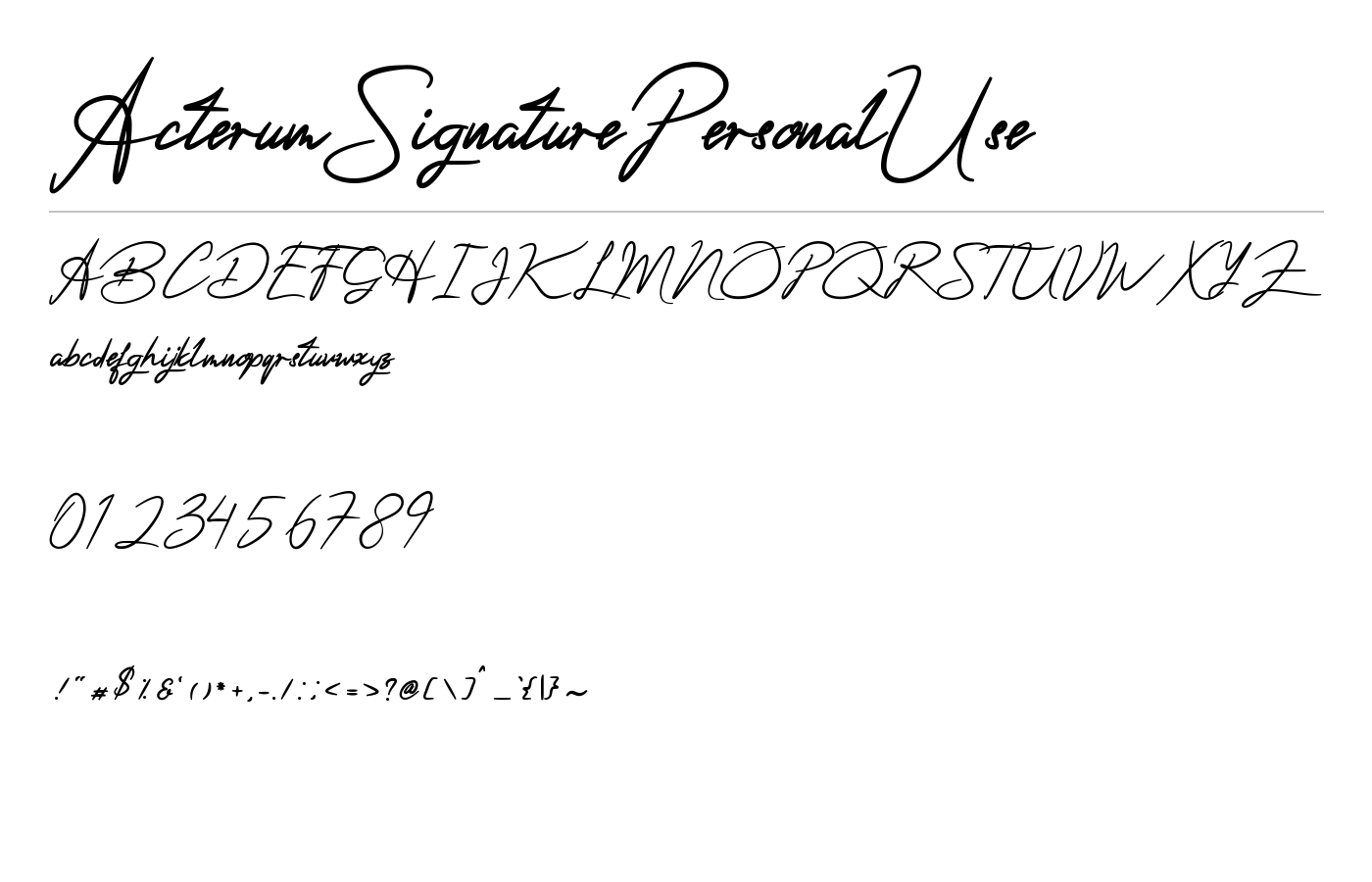 ActerumSignaturePersonalUse Font preview