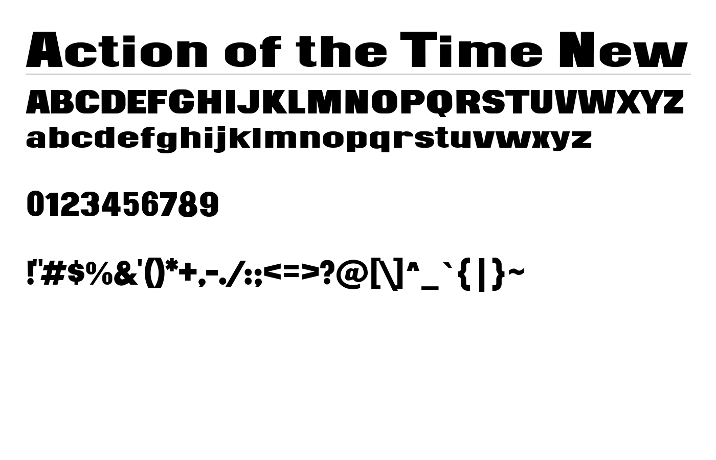 Action of the Time New Font preview